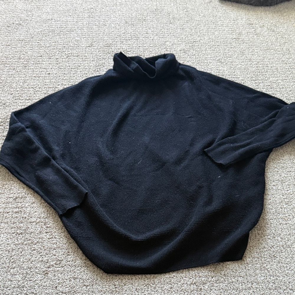 AllSaints Cashmere Wool Black Knit Turtleneck Sweater - Picture 5 of 8